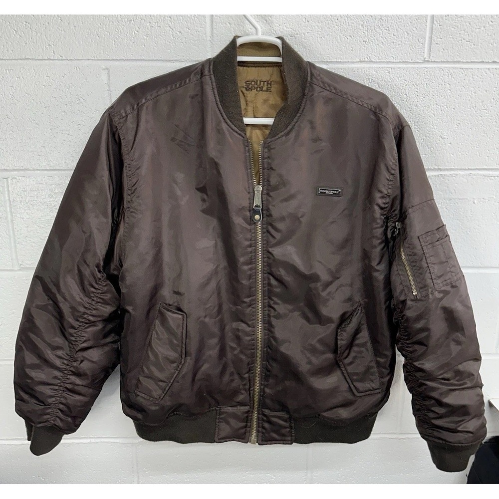 Southpole Bomber Jacket Brown Reversible Quilted Vintage Y2K / Mens XL